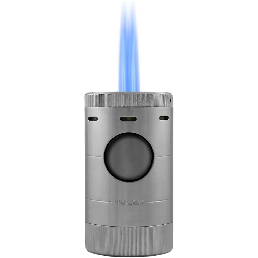 Mechero XIKAR Volta Silver de sobremesa, cuádruple llama turbo para puros