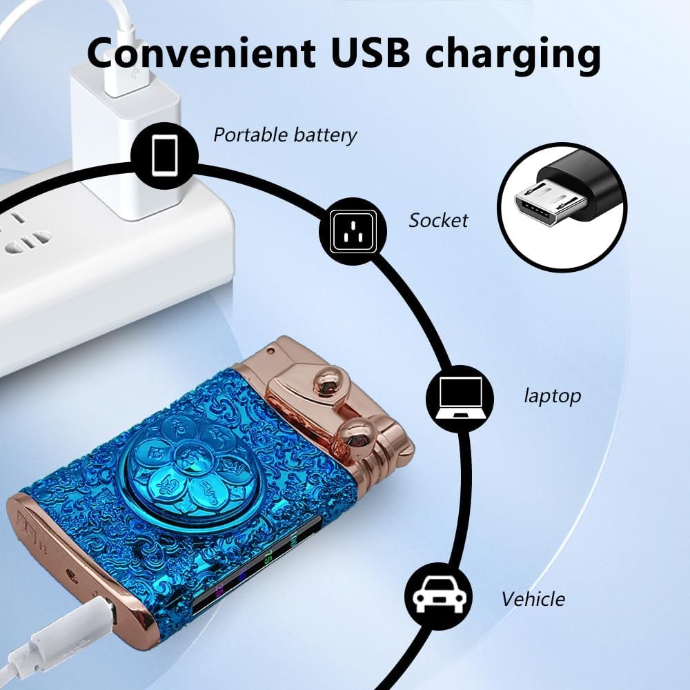 RSBYE Mechero Electrico con Relieve Floral, Encendedor de Plasma carga.jpg