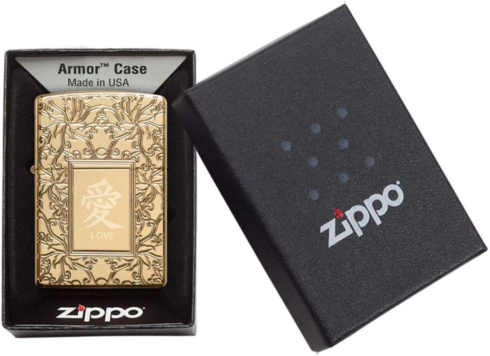 **Zippo Colección Amor Exclusivo** en su caja original "Armor Case Made in USA" de Zippo.