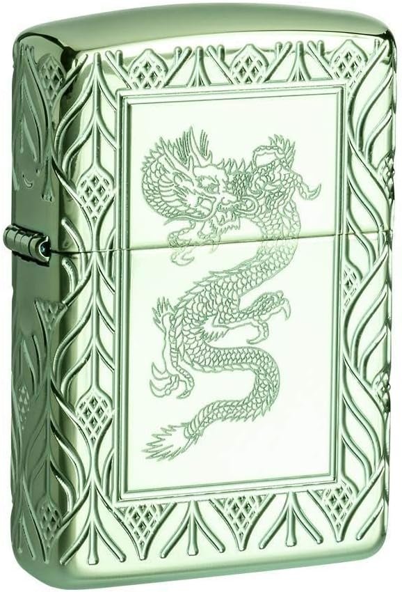 Zippo Dragón MultiCut Armor | Vista frontal detallada con su majestuoso grabado tridimensional