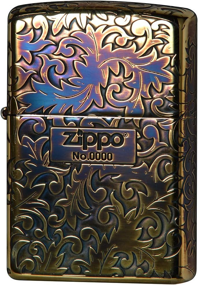Lujosa textura del Zippo Oro Oxidado, con brillo de las auténticas incrustaciones de concha real.