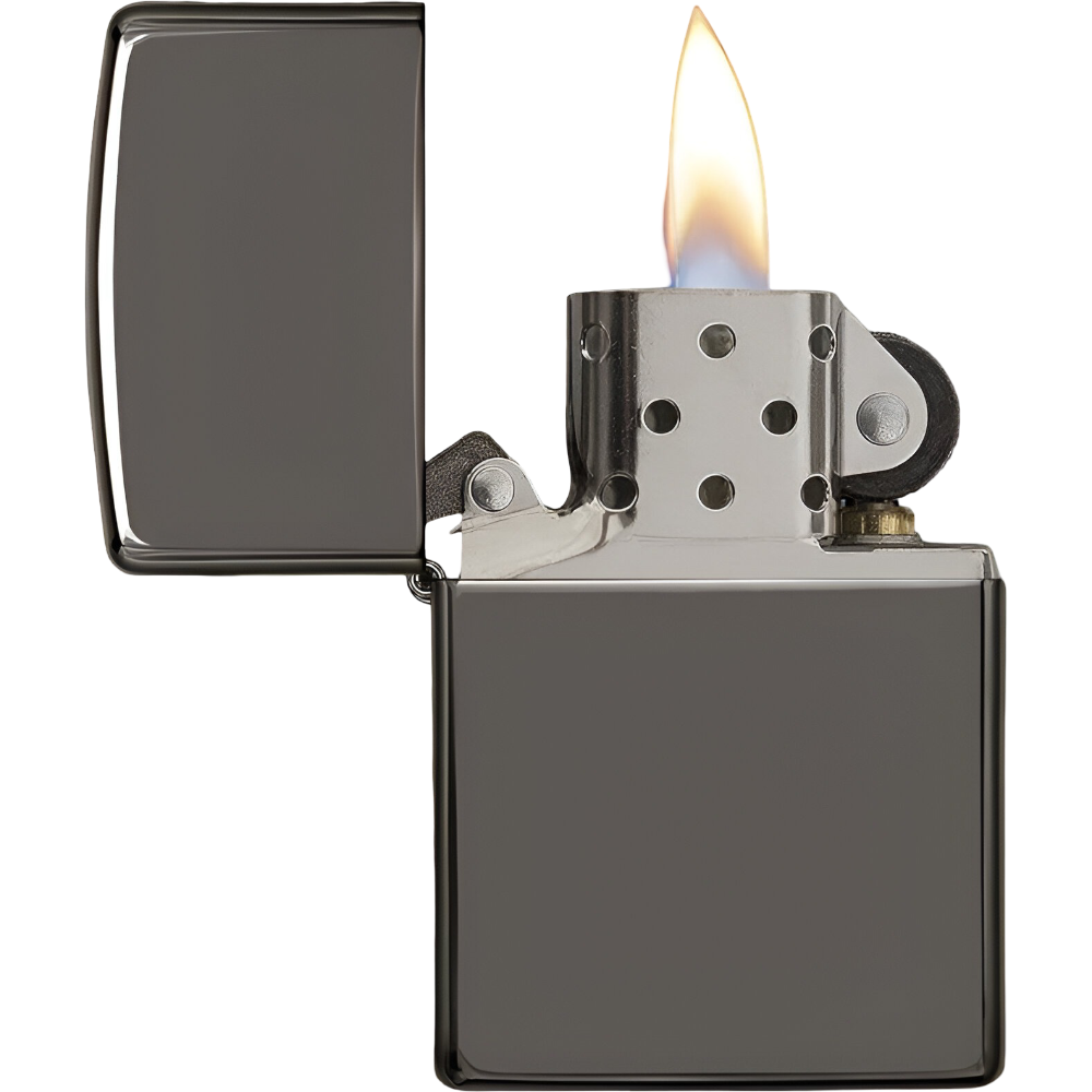 Mechero Zippo Black Ice original encendido, icono de robustez